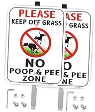  2 Pack Large No Peeing and No Pooping Dog Sign for with Stake 2pack