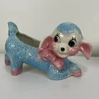 Vintage McCoy Pottery Blue Lamb Pink Bow Nursery Planter 10”