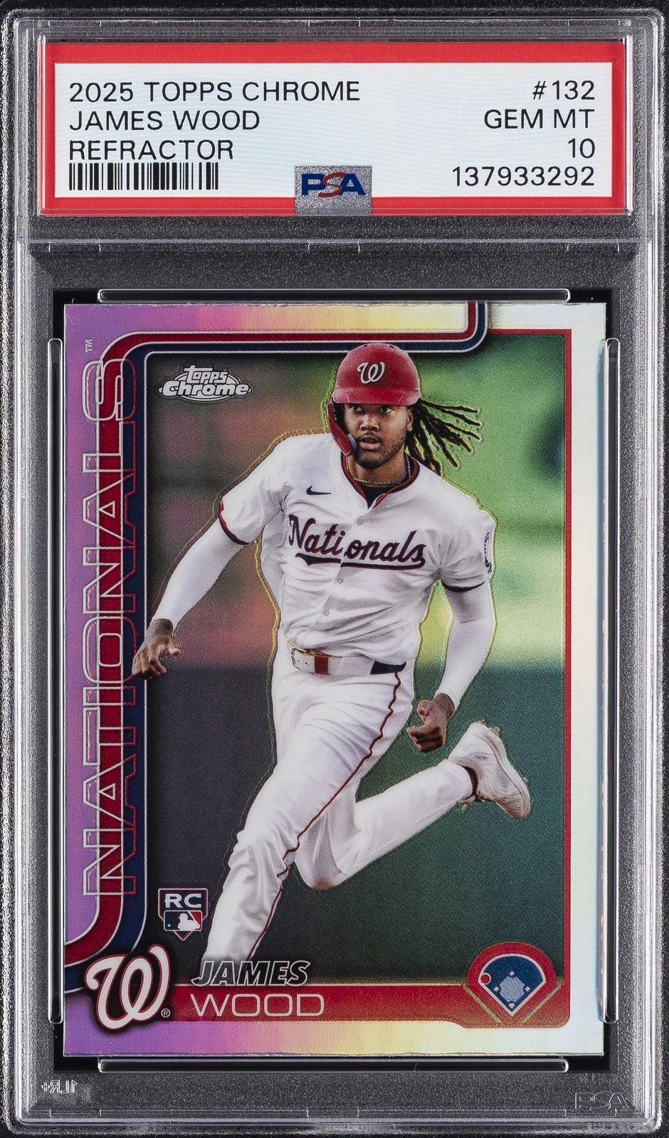 2025 TOPPS CHROME REFRACTOR #132 JAMES WOOD PSA 10