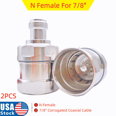 2Pcs N Female Connector For ANDREW AVA5-50 7/8 inch Corrugated Coaxial Cable