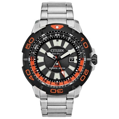 Citizen Men's Watch Promaster GMT Black and Orange Bezel Bracelet BJ7129-56E