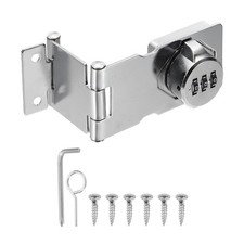 Keyless Cabinet Lock Three-Section Password Hasp Latch Lock, Silver