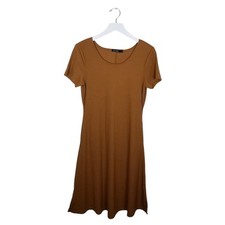 MIKAROSE Ribbed Knit Scoop Neck Sheath Dress Mocha - Size Small