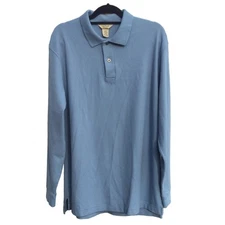 L.l.Bean Mens Henley Shirt Size Large Blue Gorpcore Cotton Casual Fall