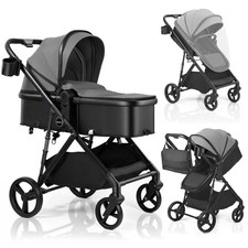 LIBREBON Baby Pram WITH CAR SEAT Buggy 3 in 1 Travel System Pushchair Up To 22Kg
