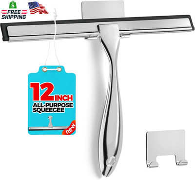 ALFLOD 12-Inch All-Purpose Shower Squeegee for Shower Doors, Tile Shower Walls, 