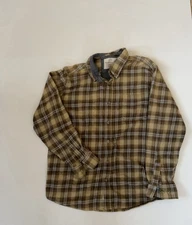 Weatherproof Vintage Shirt Men Size Medium Luxe Flannel Long Sleeve Check Brown 