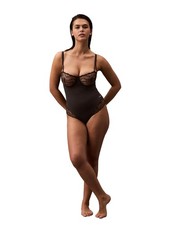 Calvin Klein Shapewear Bodysuit Small Black Lace Medium Support Adjustable