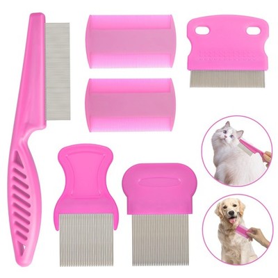 6Pcs Cat Dog Flea Comb,Pet Tear Stain Remover Comb Set Pet Dog Cat Grooming Comb