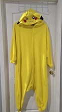 Pikachu Adult One Piece Costume Cosplay Pajama Halloween Party Size Large
