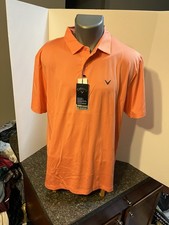 Callaway Opti Dri Golf Men's Polo Shirt Large - Orange Coral Poly Spandex - NWT