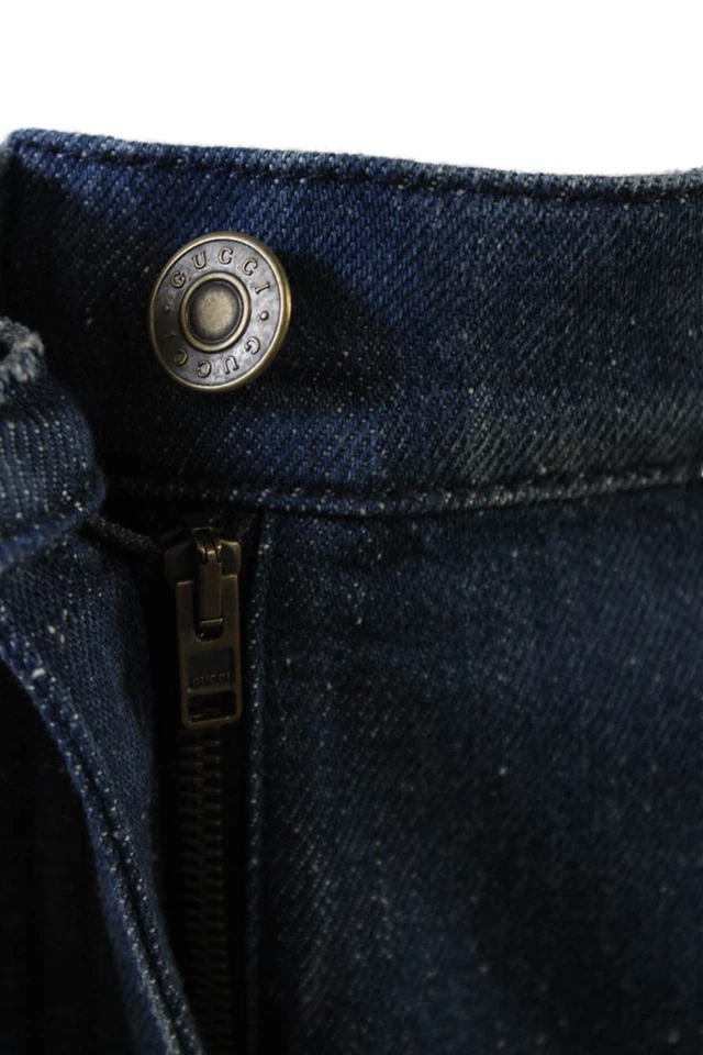 Pantalones de mezclilla para mujer Gucci acampanados de pierna ancha azul oscuro 100 % algodón talla 26 Foto 4 de 4