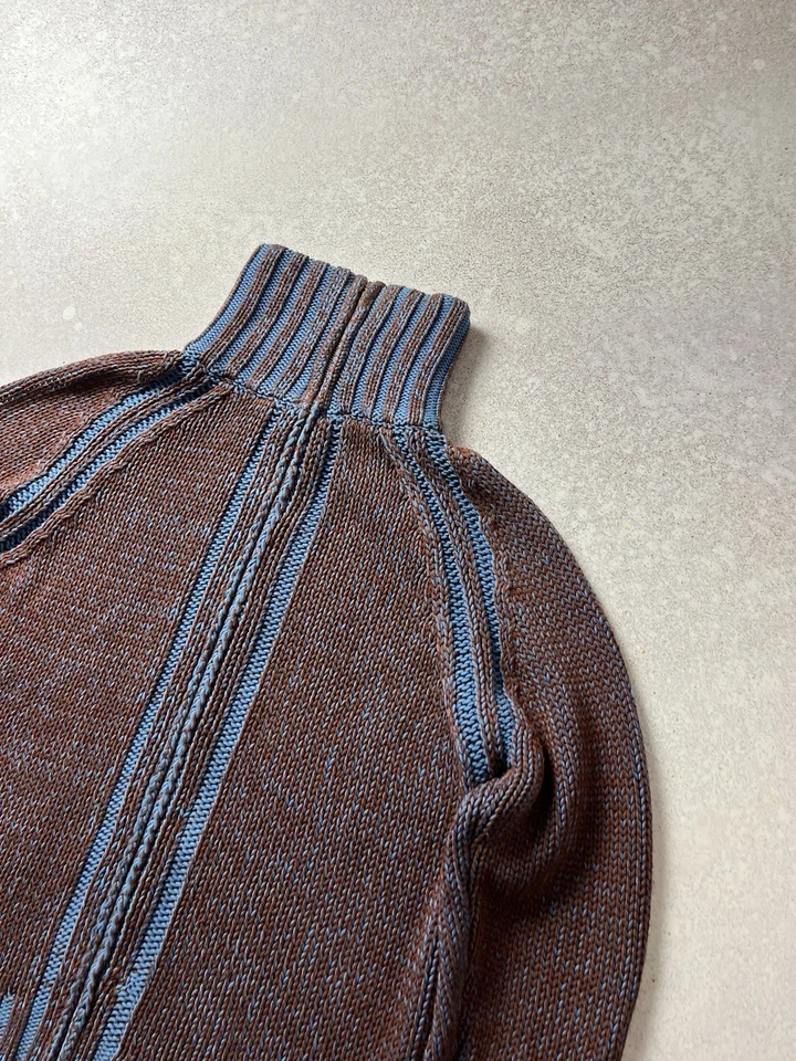 Vintage Diesel Cable Knit Heavyweight Sweater High Neck Back Logo - Image 2 of 4