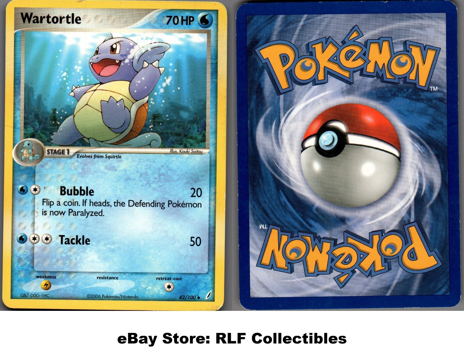 2006 Pokemon, EX Crystal Guardians, #42/100 Wartortle, Uncommon (b)