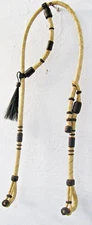 Natural Rawhide Leather One Ear Western Headstall Bridle Hand Braided HairTassel