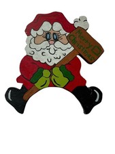 Hand-Painted Wooden Santa Claus Wall Decor Christmas Sign 13"