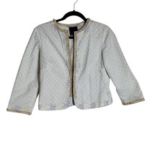 The Limited Womens White Eyelet Cropped Jacket Cotton Floral Lined Size S 1880