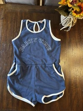 Vintage Junk Food Women's Navy Blue Party Time Romper Shorts Sz L