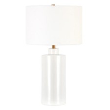 Henn Hart 14" Matte White Ceramic/Fabric Table Lamp