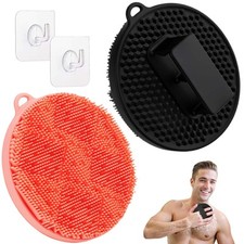GEENOA Silicone Body Scrubber 2PCS, Durable Silicone Loofah with Waved Bristl...