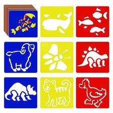 24 Pieces Stencils for Kids, 5.9 x 5.5 Inches Chalk Drawing Stencils, Large Wash