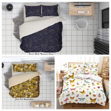3D Butterfly Flowers Bird Pattern Colorful Quilt Cover Duvet Cover Comforter set
