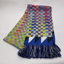 Ruffneck Scarf Multicolor Unisex Woven Knit Acrylic 60  x 7 in Fringe Soccer Fan
