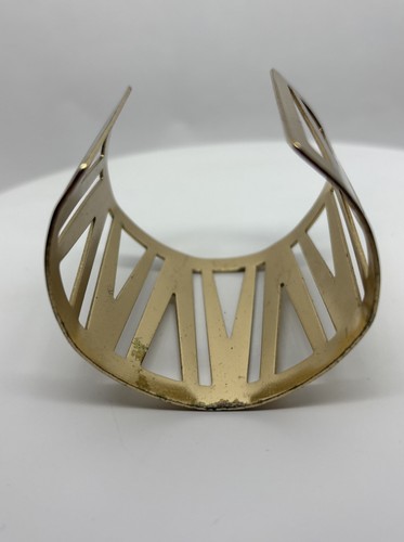 Bracciale Estate Find Vintage Metallo Colore Oro Design Moderno Larghezza 2,25” - Foto 5 di 11