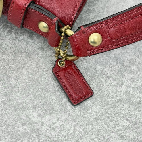 COACH Vintage Zoe Hobo Bag Shoulder Bag Hand Bag Leather Red x Gold Hardware - Picture 14 of 24