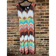Worthington Multicolored Stripe Sleeveless Maxi Dress Women's Size Medium