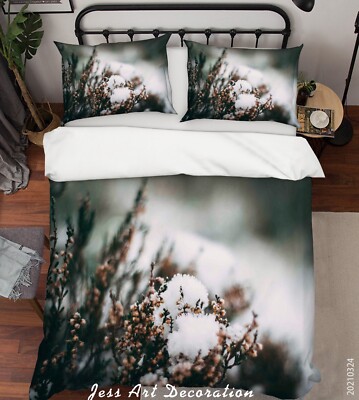 3D Plant Snow Background Quilt Cover Set Bedding Sets Pillowcases 64