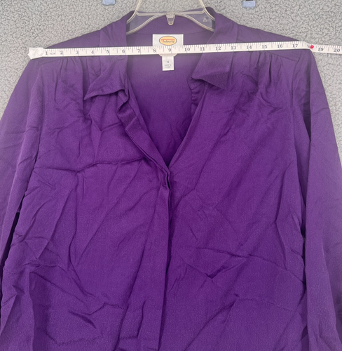 Talbots reine Seide Damen lila versteckte Knopfleiste Tunika 100 % Seide Top Gr 16 - Bild 2 von 11