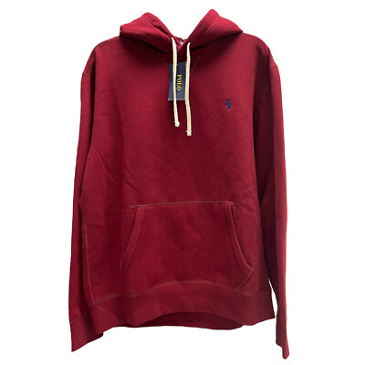 Polo Ralph Lauren Pullover Hoodie Dark Red Long Sleeve Pocket Sweatshirt  $138
