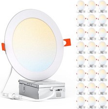 24 Pack 12W LED Recessed Light 6 inch Ultra-Thin Downlight Dimmable Ceiling Lamp