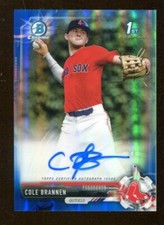 Cole Brannen 2017 Bowman Chrome Blue Wave Refractor Auto 36/150 Red Sox 55514