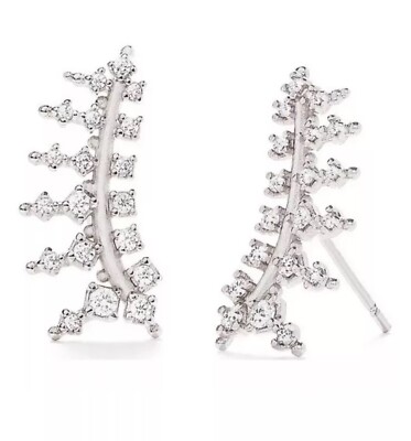 Kendra Scott Silver Tone Laurie Ear Climber Earrings With Cubic