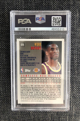 1997 Topps #171 Kobe Bryant Los Angeles Lakers HOF PSA 10 GEM MINT