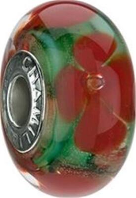  2011 Chamilia POINSETTIA Murano Glass & Sterling Silver Charm Bead OB-192 $35
