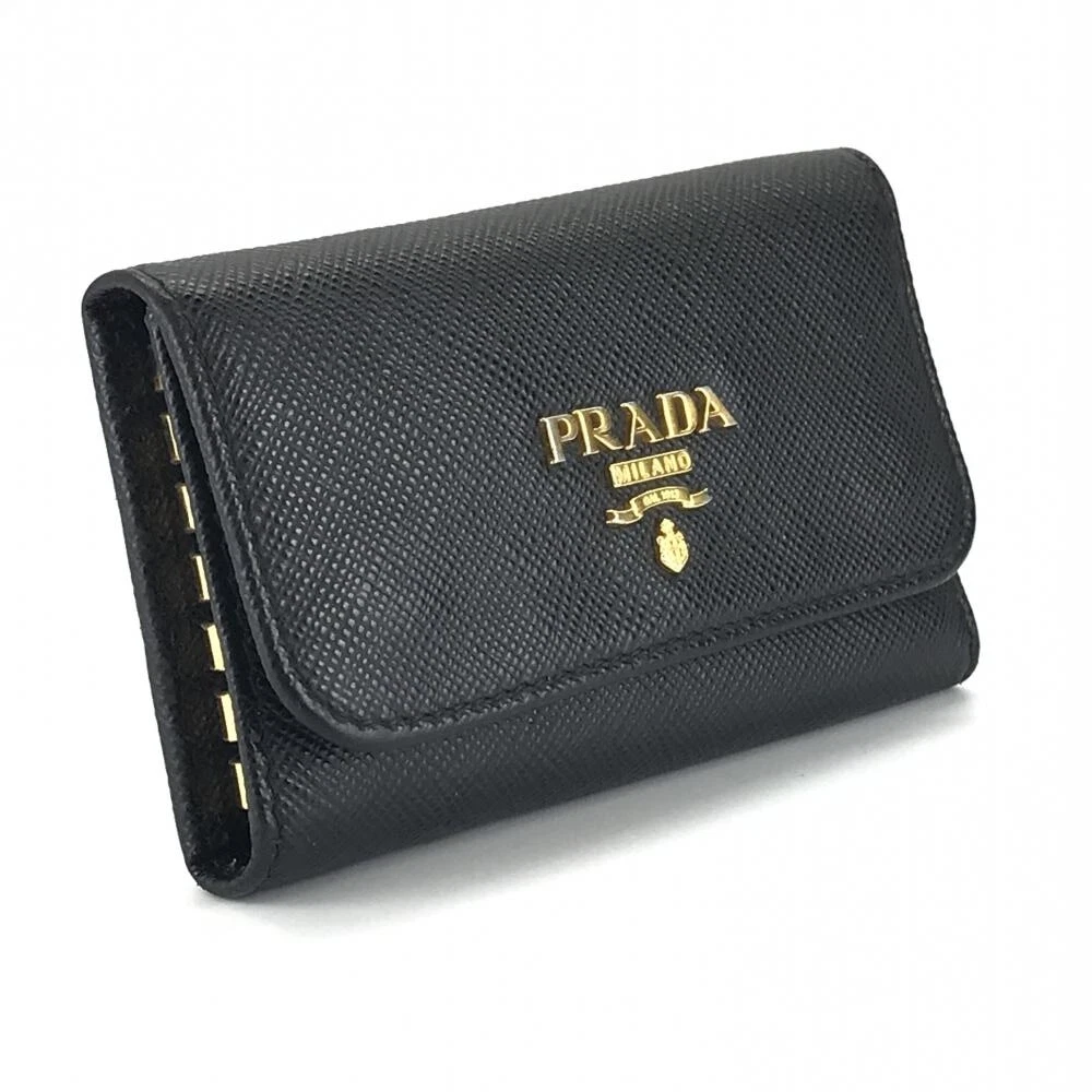 PRADA Key Holder 6 Ring Case Saffiano Leather Black Italy from Japan