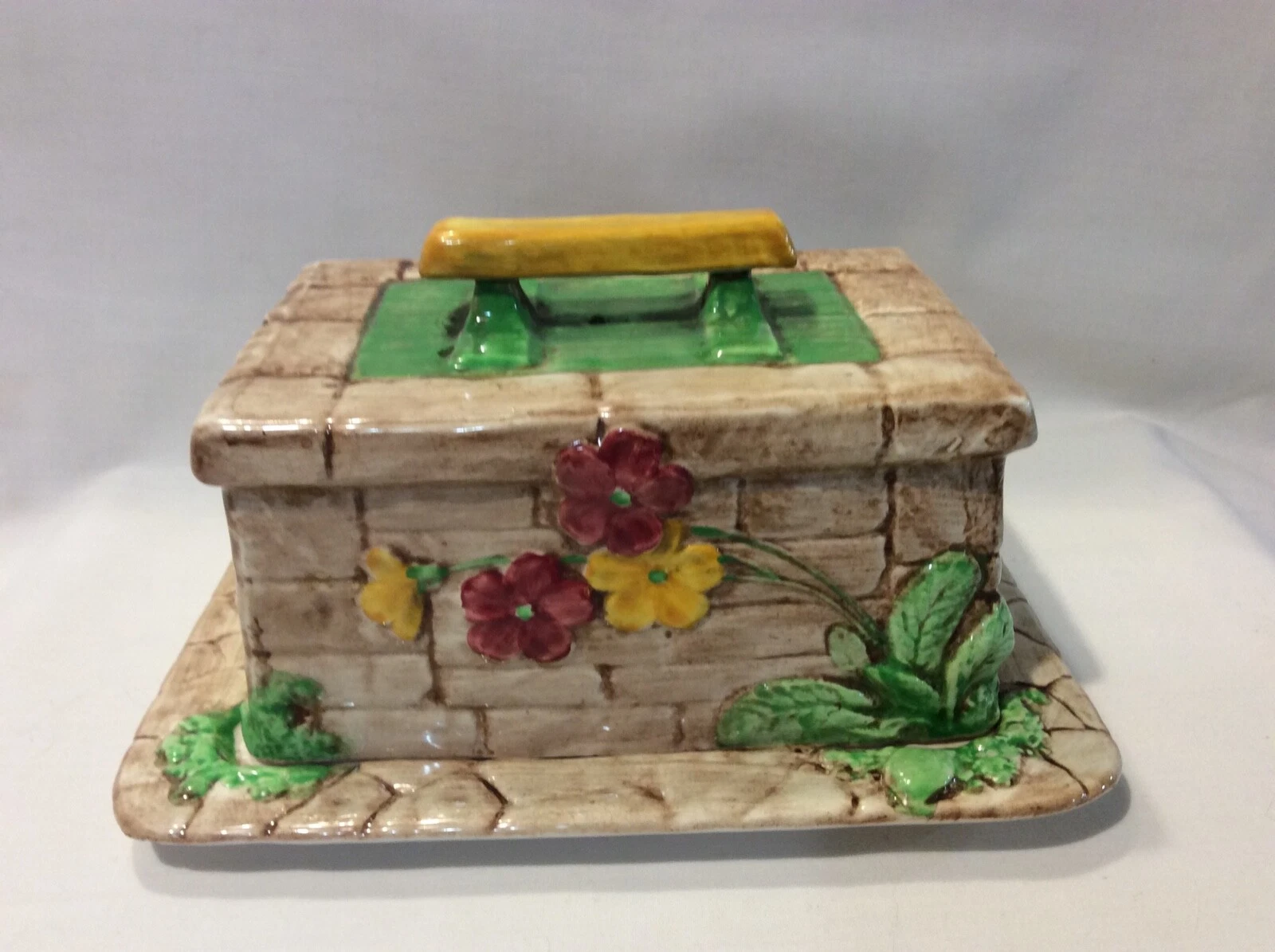 Antique / Vintage Falcon Ware Hand Painted Butter Dish / Cheese Dish