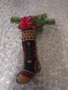 Petit Point Christmas Stocking Ornament