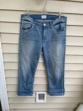 HUDSON FALLON CROP MIDRISE STRAIGHT STRETCH JEANS ALTAIR BLUE SIZE 30