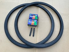 Pair of 26 x 1 3/8 Bicycle All Black Tires Inner Tubes Road Slick Thread DURO