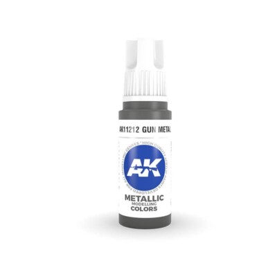 AK Interactive 17ml Bottle Gun Metal Metallic 3rd Gen Acrylic Paint AK11212