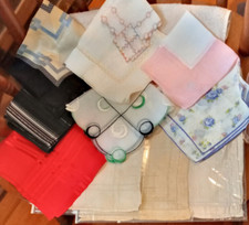 LOT of 11 VINTAGE HANDKERCHIEFS Assorted Silk Sheer Lace Inset 3 very old 8-16"