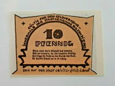 CRIVITZ REUTERGELD EMERGENCY MONEY 10 PFENNIG 1922 EMERGENCY NOTE (11773)