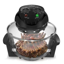 NutriChef 1000W Air Fryer, Roaster Oven, Bake, Grill, Steam 18 Quart - Black