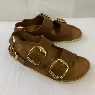 Birkenstock New w/ Box Milano Big Buckle Cognac Oiled Leather