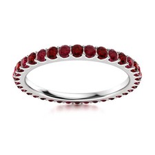 0.60Ctw Round Shape Garnet 925 Sterling Silver Full Eternity Wedding Band Ring