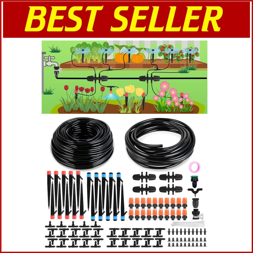 230FT Premium Garden Drip Irrigation System with Auto Watering Spikes